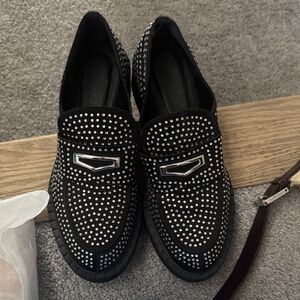 Arezzo Black Studded Loafers